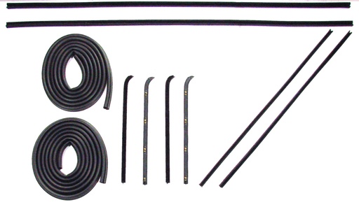 [X580-4060-1S] Front Door Seal Kit - 10pcs - Channels/Div Bars/Felts/Door Seals - 60-63 Chevy GMC C/K Pickup Suburban w/ Metal Framed Glass