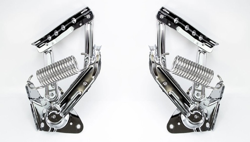 [310-4067-C] Chrome Hood Hinges w/ Stainless Springs - LH/RH Pair - 67-72 Chevy GMC Truck Suburban; 69-72 Blazer; 70-72 Jimmy