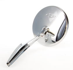 [570-3567-B] Round Bowtie Mirror w/ Ribbed Base - LH or RH - 63-72 Nova; 64-68 Chevelle; 67 Camaro
