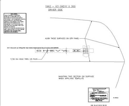 [W-1223] Quarter Panel Emblem Template Kit - For "Chevy II 300" Emblem - 62-63 Chevy II Nova
