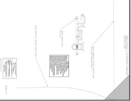 [W-1225] Fender Emblem Template Kit - For "Nova Chevy II" Emblem - 64 Chevy II Nova (Standard)