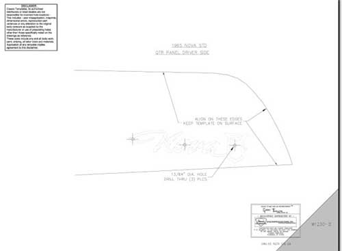 [W-1230] Quarter Panel Emblem Template Kit - For "Nova" Emblem - 65 Chevy II Nova (Standard)