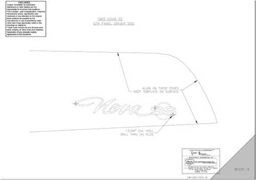 [W-1232] Quarter Panel Emblem Template Kit - For "Nova SS" Emblem - 65 Chevy II Nova (Super Sport)