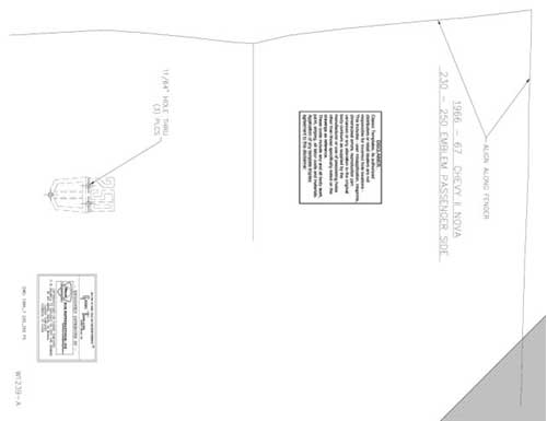 [W-1239] Fender Emblem Template Kit - For "250/350" Emblem - 66-67 Chevy II Nova