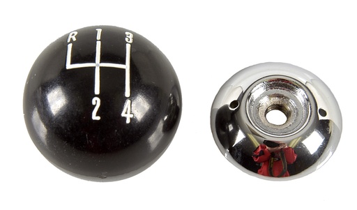 [W-157B] Shift Ball - Black/Chrome - 4-Speed Muncie, 5/16" Thread - 68-71 Chevy II Nova; 68-71 Chevelle El Camino