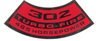 [W-260E] Decal - 302 Turbo 465 HP Crossram - 69 Camaro