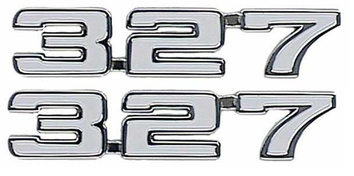 [W-355] Fender Emblems - "327" - Pair - 69 Camaro