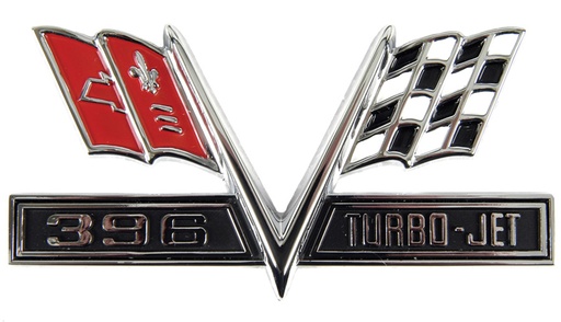[W-411A] Fender Emblem - 396 Turbo-Jet Flag - 65-67 Camaro Chevelle El Camino