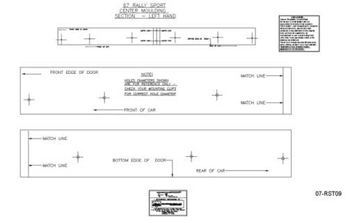 [W-704] Lower Body Molding Template Kit - 67 Camaro (Rally Sport)