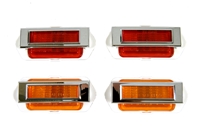 [W-768] Side Marker Lens Assembly - Front & Rear 8 Piece Set (Lamps & Bezels) - 69 Camaro