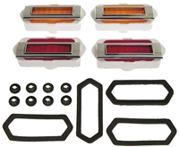 [W-768A] Side Marker Lens Assembly - Front & Rear 20 Piece Set (Lamps, Bezels, Gaskets, Hardware) - 69 Camaro
